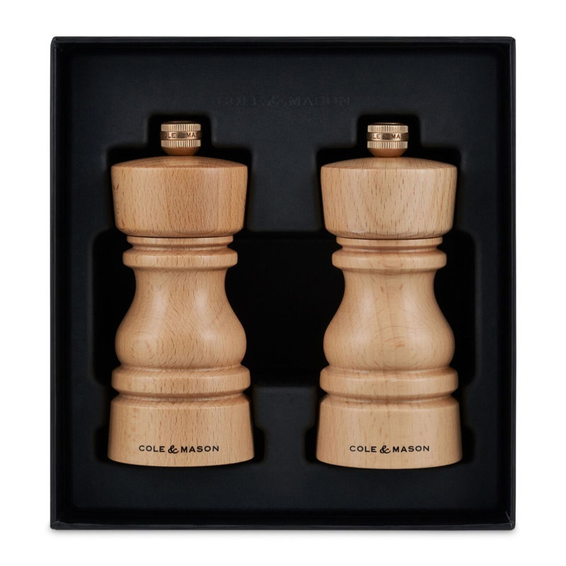 Cole & Mason London Beech Wood Salt & Pepper Mill Set, 13cm