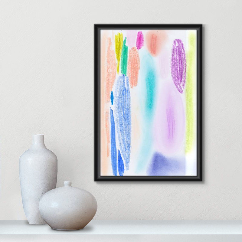 «Vivid Space II» par Bea Dina, Pas de tapis, H 19,5 po x l 13,5 po x P 2 po, Toile avec cadre flottant noir