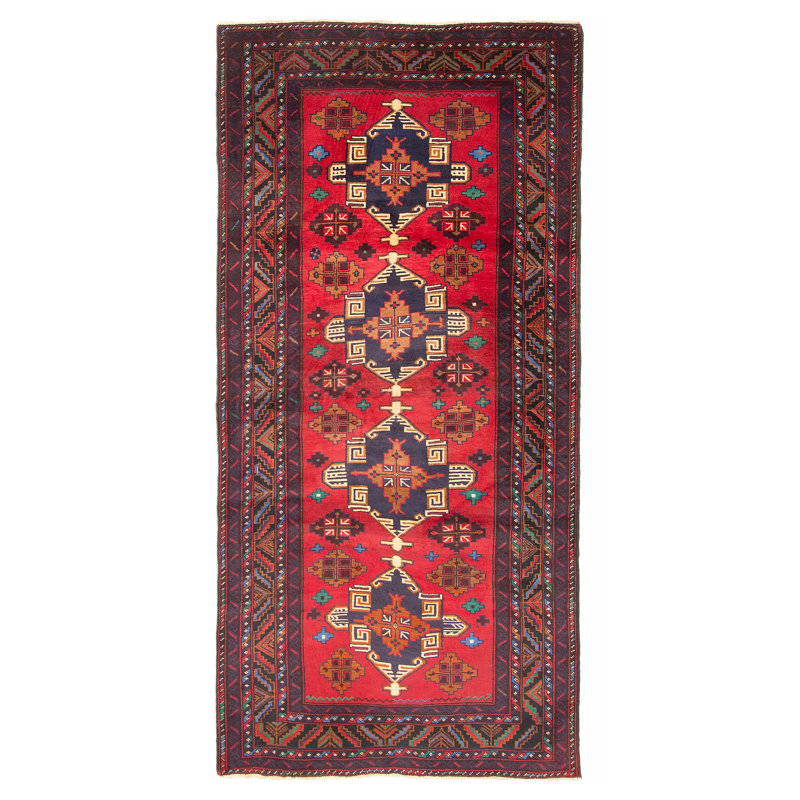 Tapis rouge Teimani 3 pi 7 po x 7 pi 3 po