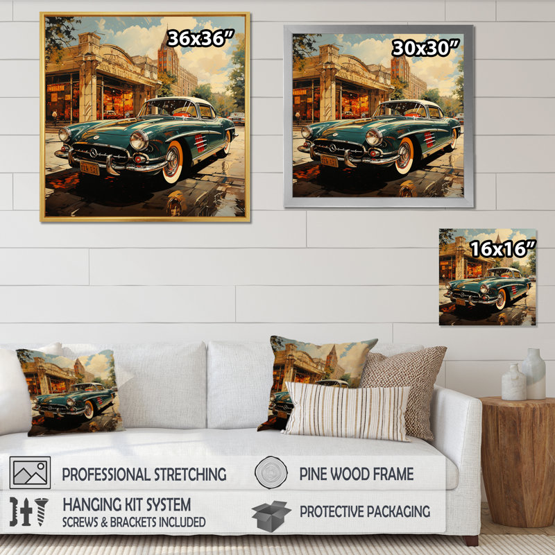 Mid Century Retro Reverie - Imprimé, Cadre photo noir, H 16 po x l 16 po x P 1 po