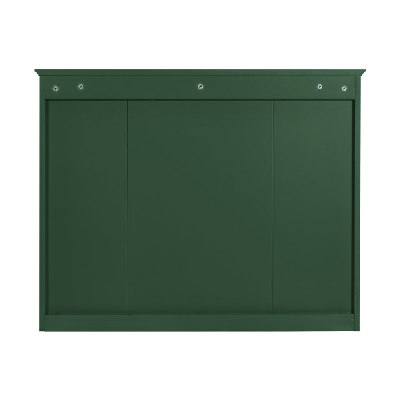 Armoire de rangement murale avec miroir et tablettes ouvertes, Vert