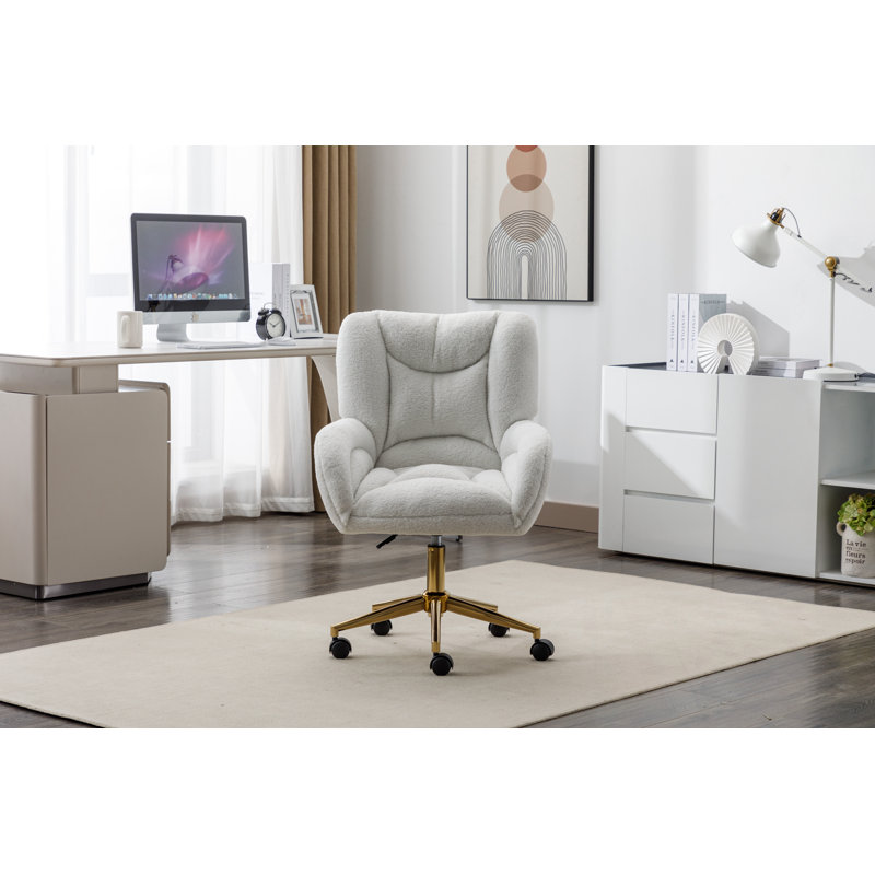 Teddy Swivel Office Chair With Metal Base, Teddy Ivory