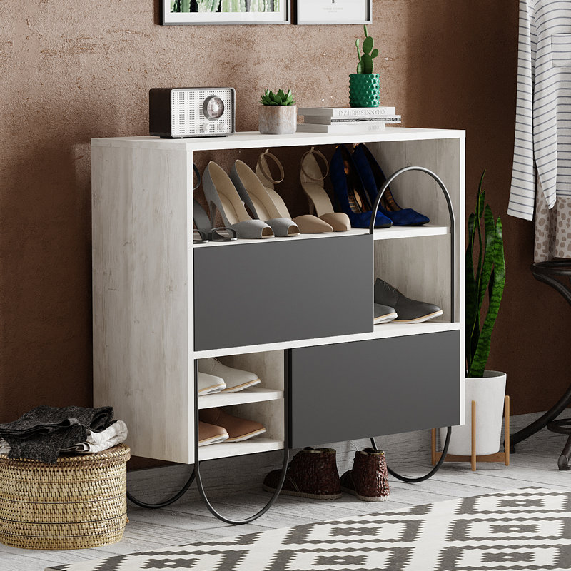Armoire de rangement pour chaussures 12 paires Norfolk, Blanc ancien / anthracite