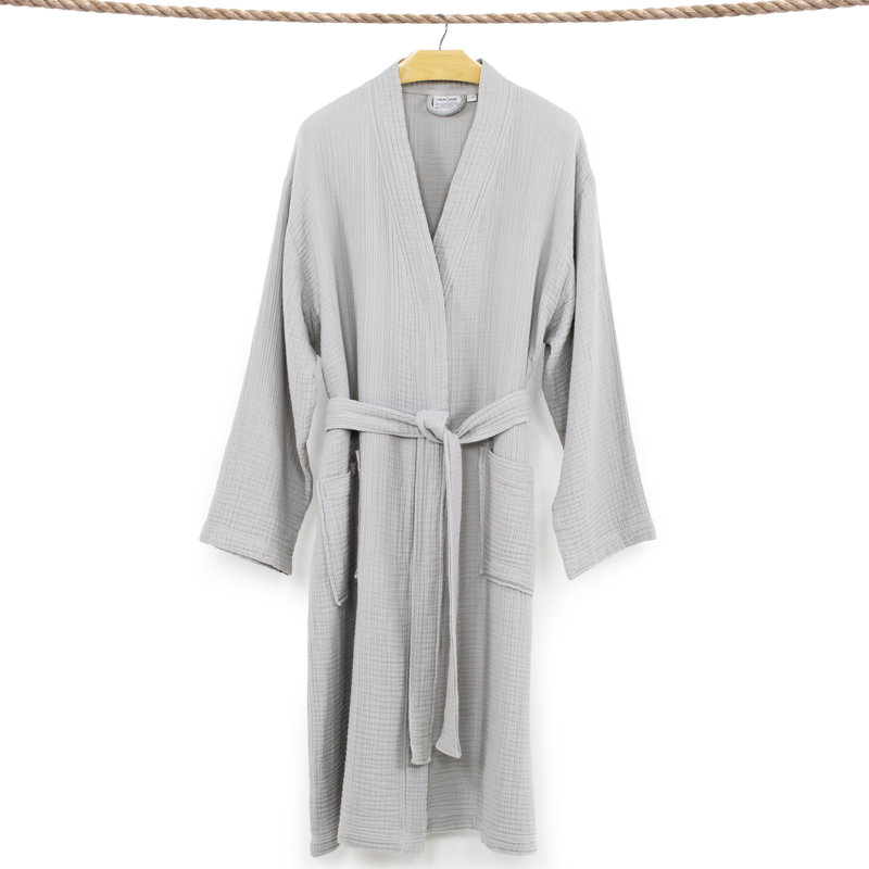 Peignoir Smyrna 100% coton turc unisexe avec poche, Gris