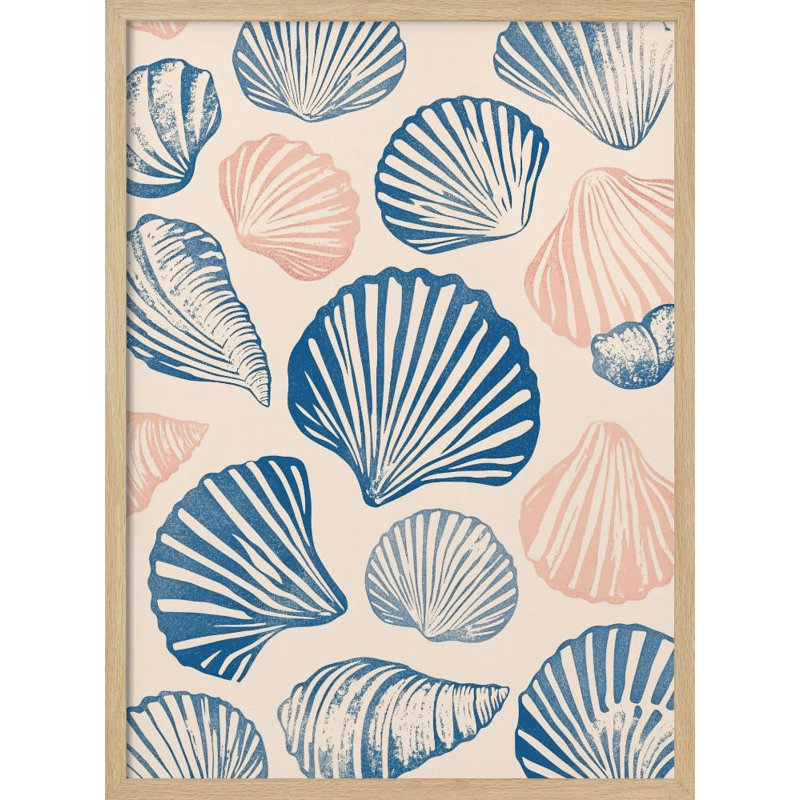 "Seashell", art mural texturé encadré, Encadrement beige, H 40 po x l 30 po