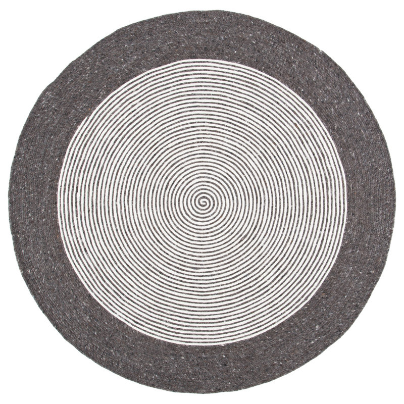 Mcconnell Hand Woven Wool/Cotton Rug in Charcoal/Ivory, Round 6'