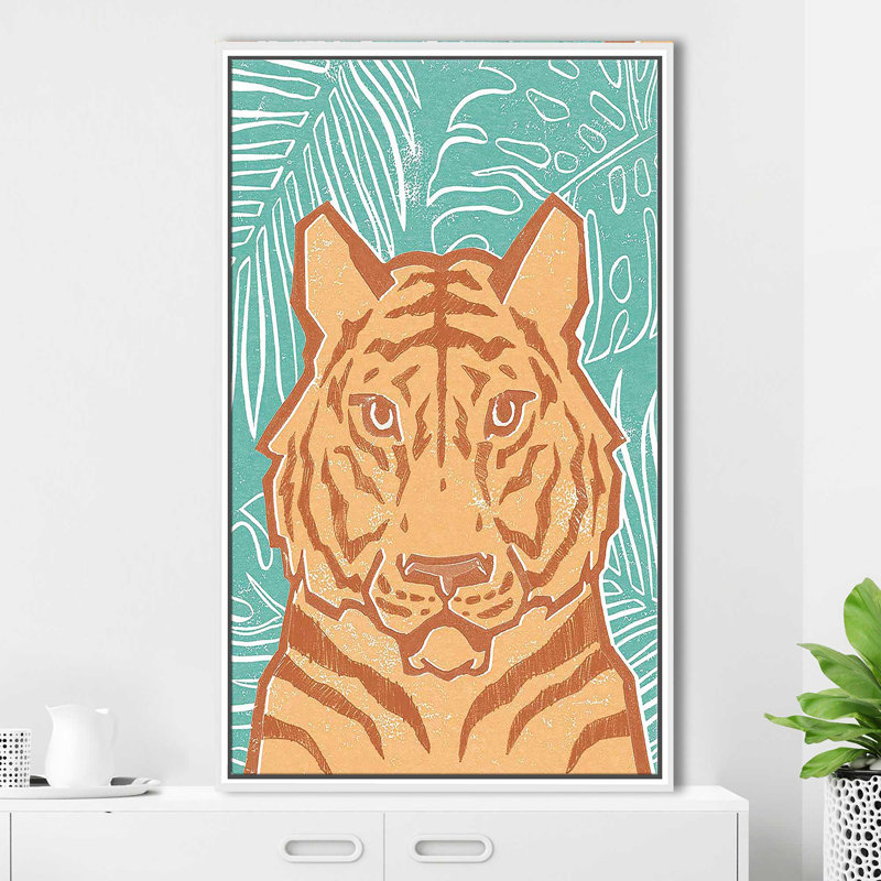 " Jungle I ", White Floater Frame, 43.5" H x 27.5" W x 2" D