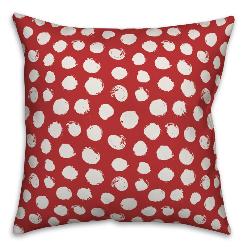 Polka Dots Reversible Throw Pillow, Red/White Polka Dots 1, 20" x 20"