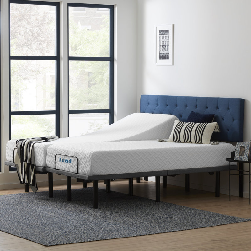 Lucid Comfort 10'' Plush Memory Foam Mattress and Adjustable Base, Split King