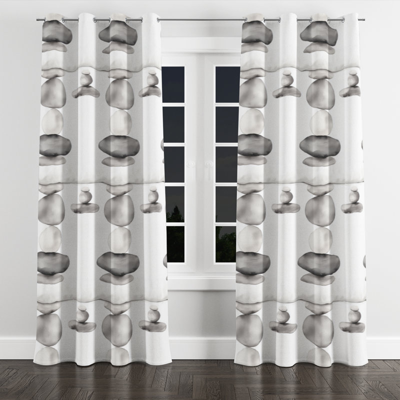 Rideaux Coastal pour chambre à coucher - Rideau à œillets gris Bonnitta - 1 panneau, 52" W x 108" L, Œillets argentés