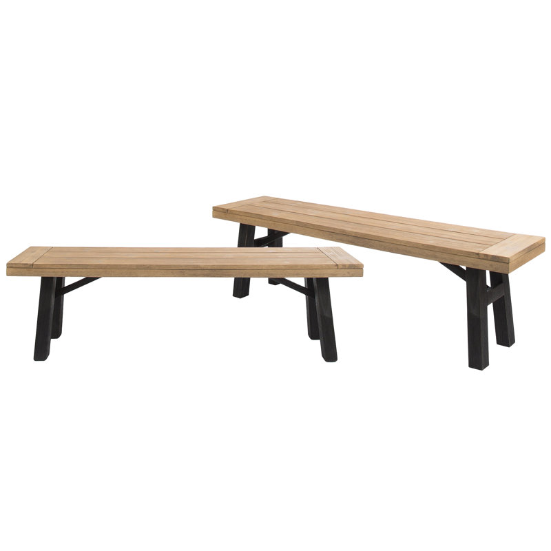 Banc de 2 - gris, bois, résistant aux intempéries, panneau de siège à lattes, 63 po x 14,61 po x 17,79 po, capacité de 600 lb 2 en gris, poids maximal de 600 lb