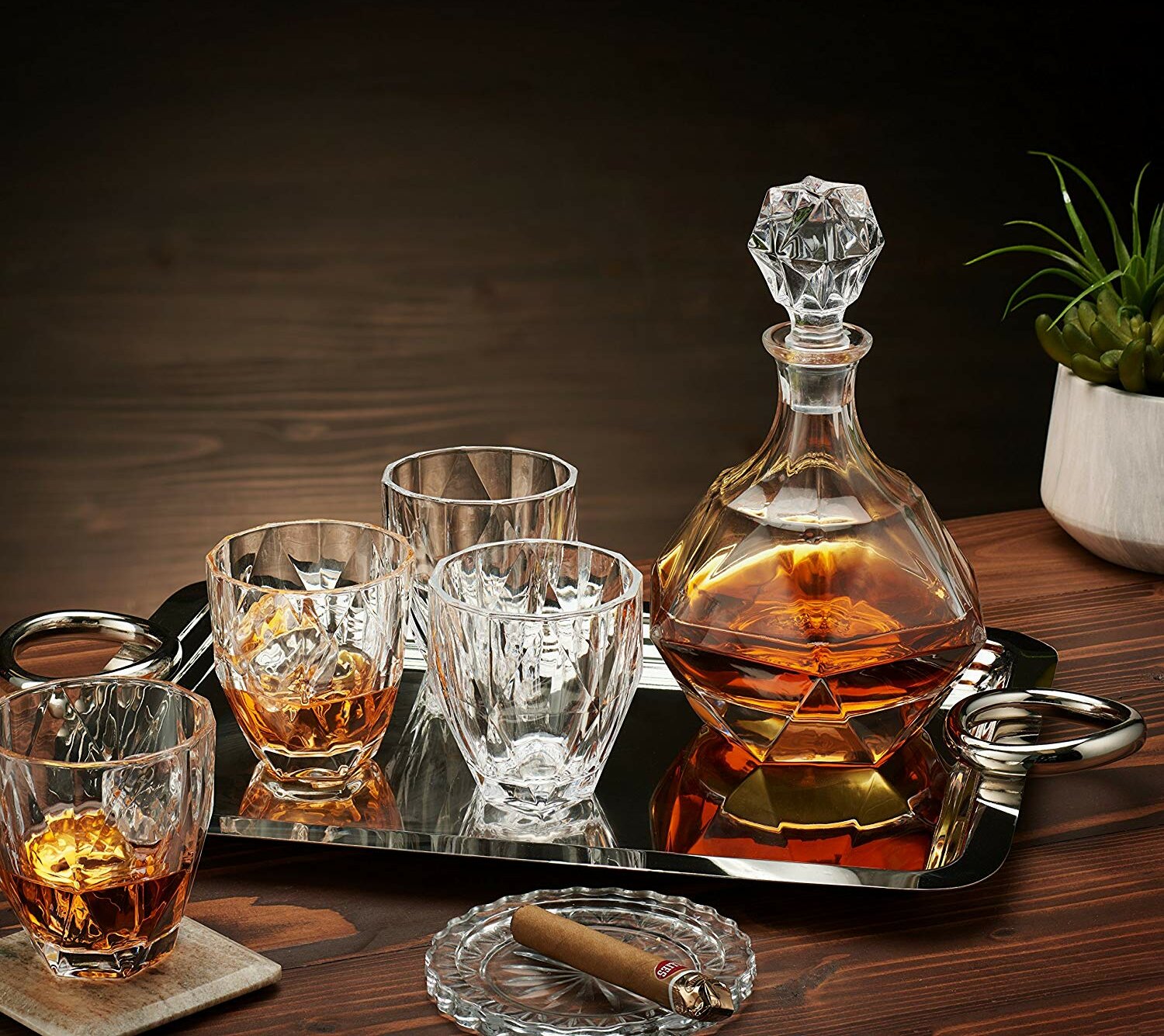 Atlas 5 Piece Whiskey Decanter Set JoyJolt