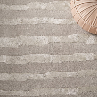 Tapis rayé gris en laine / coton / viscose Claudiane