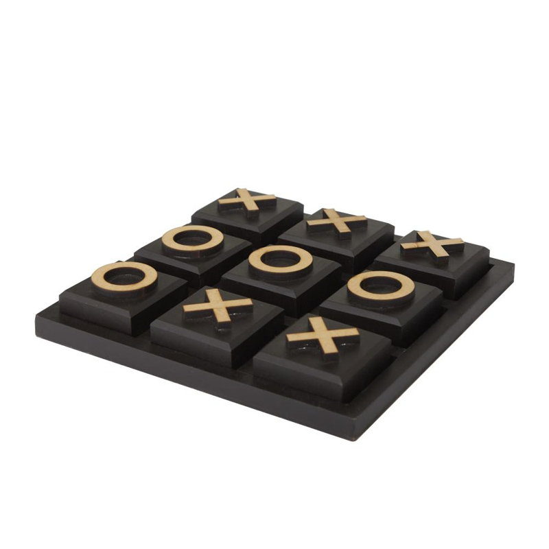 Ensemble de jeu en bois brun clair Tic Tac Toe