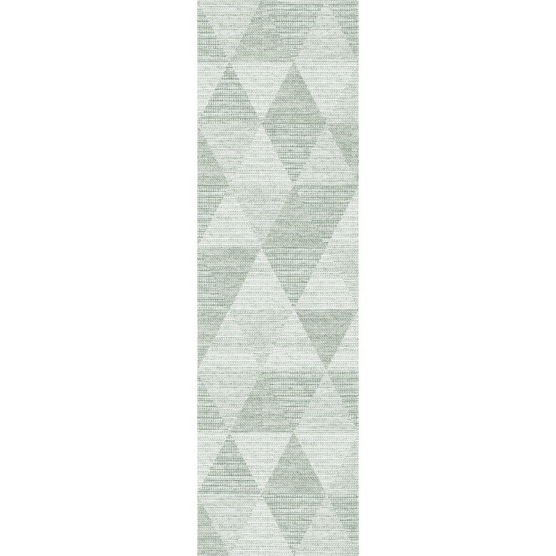 Tapis intérieur / extérieur à motif géométrique gris / blanc / vert Mori, Tapis de couloir : 2 pi 2 po x 7 pi 7 po