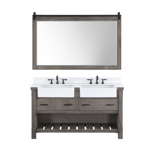 Villareal 60'' Double Bathroom Vanity with Stone Top with Mirror