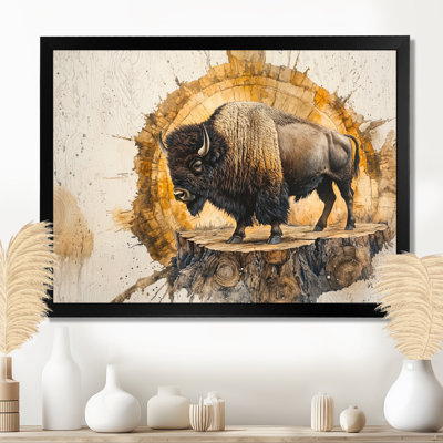 Mareda American Bison Portrait On Wood Slide - Bison Wall Art Decor