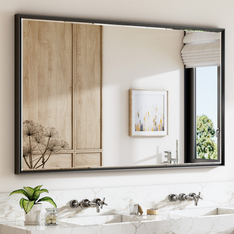 Miroir de salle de bain mural Lohoski, Noir, 36 po x 60 po