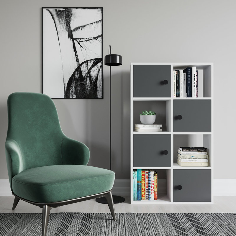 Tilton Bookcase, White/Anthracite, (4 Shelves) 28"H x 49"W x 10"D