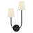 2-Light Right Hand White Linen Wall Sconce-2071528366