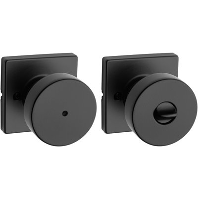HIEMEY Glass Door Knob With Lock - Crystal Privacy Knob For Bedroom & Bathroom, Matte Black Finish