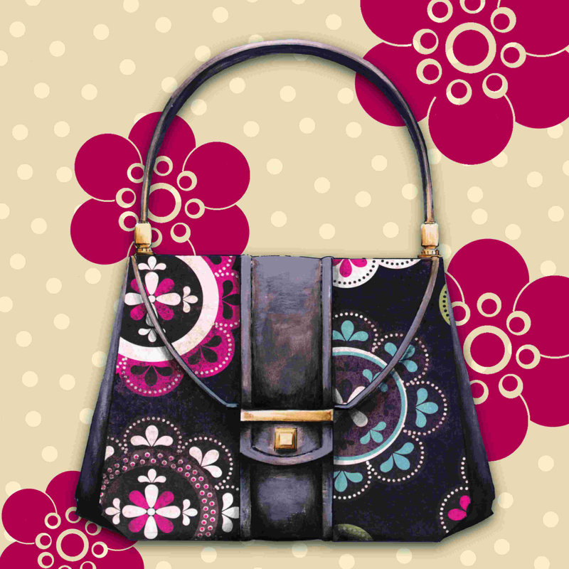 Taupe Flower Purse - impression sur toile tendue, L 36 po x H 36 po