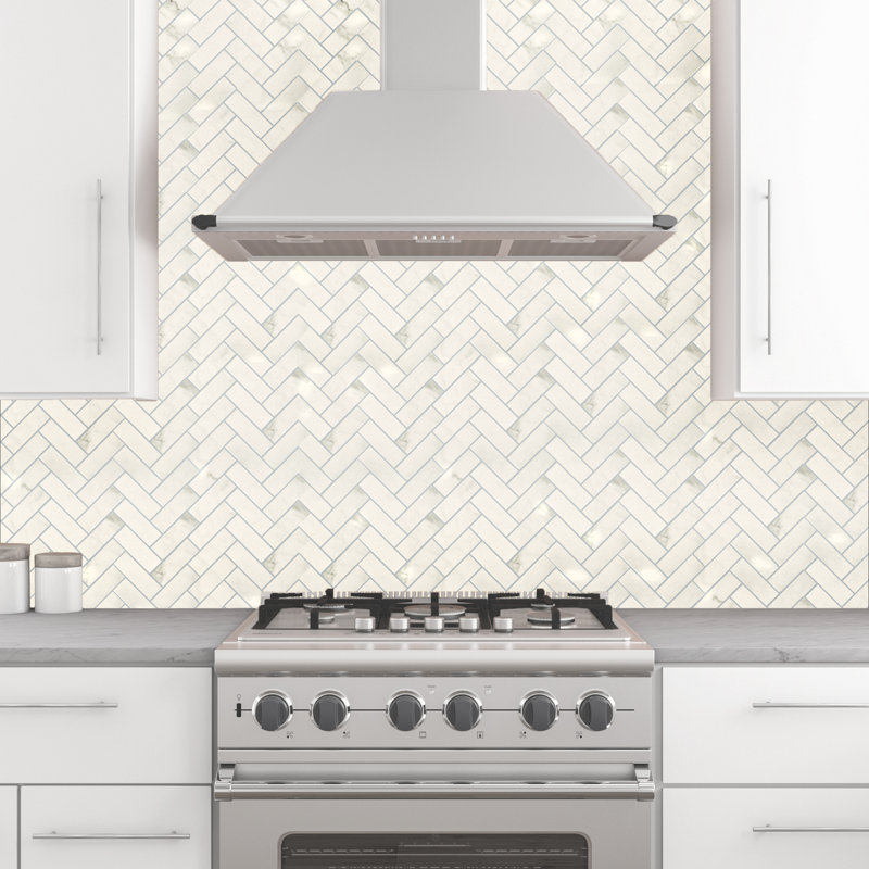 Celestial Space 1.5'' W x 3.75'' L Porcelain Marble Look Tile Herringbone Mosaic Sheet