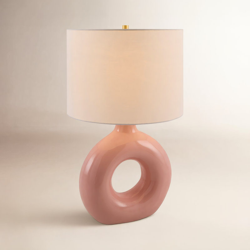 Lampe de table en céramique Roumel, Rose