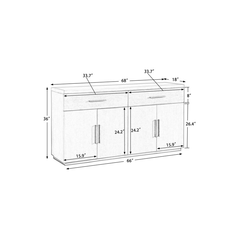 Kameera 68'' Solid Wood Sideboard