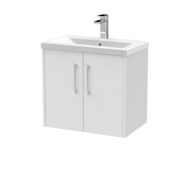 Juno 600mm Single Bathroom Vanity with Integrated Vitreous China Basin, White Ash
