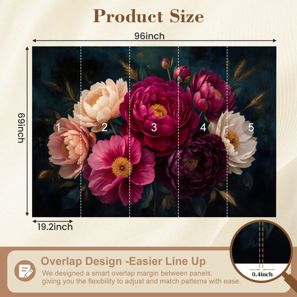 Red Barrel Studio Vintage Peel and Stick Wallpaper Vibrant Floral Peony ...