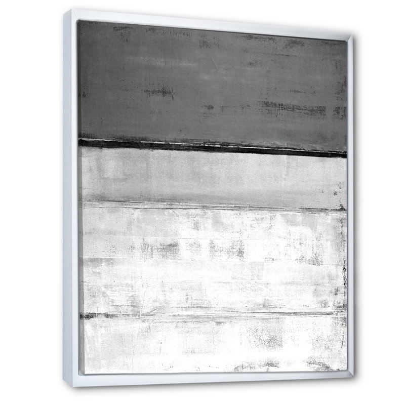 Toile abstraite, impression sur fond blanc et gris - fond blanc et gris, H 20 po x l 12 po x P 1 po, Cadre flottant blanc