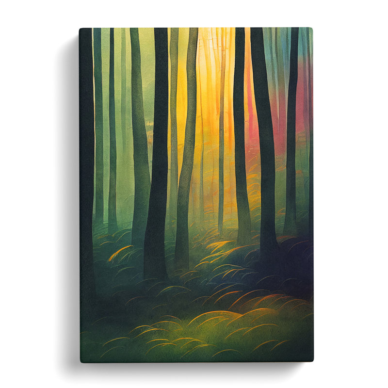 Forest Watercolour Art No.3 - Wrapped Canvas Print, 50cm H x 35cm W x 3cm D