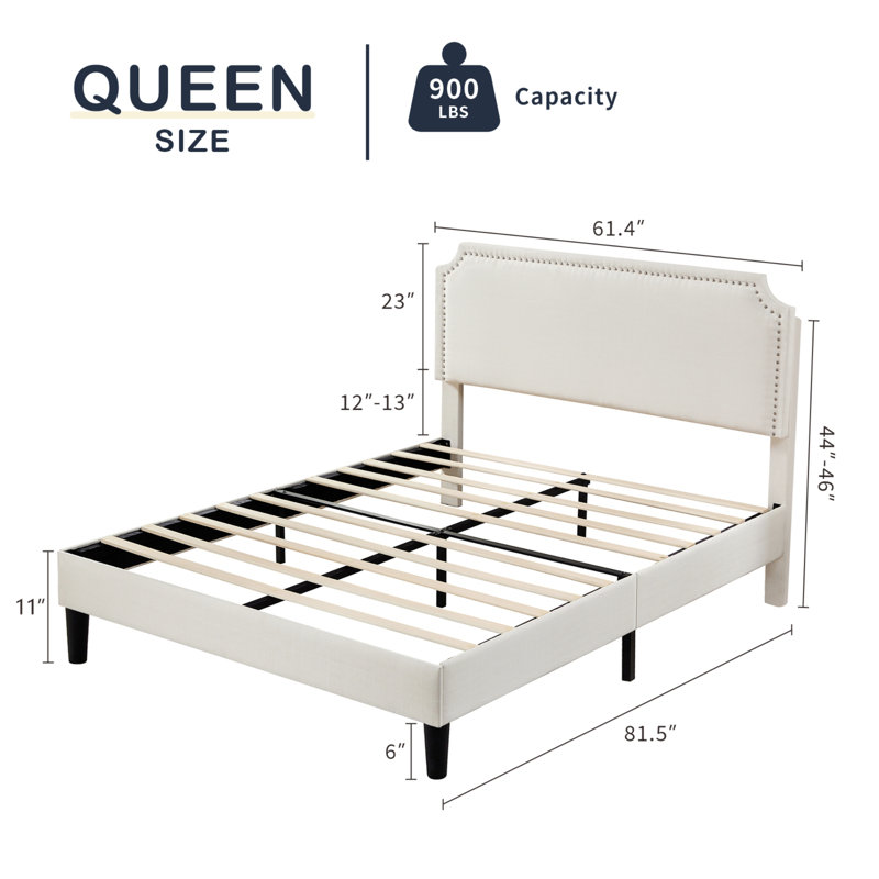 Ariele Modern Tufted Upholstered Platform Bed, Queen