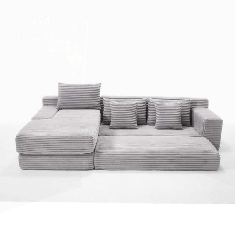 Canapé modulaire en L Albert, Tissu gris pâle
