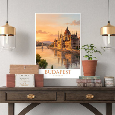 Canvas Wall Art Budapest Hungary Sunset River View Poster Vintage Poster Print Home Decor