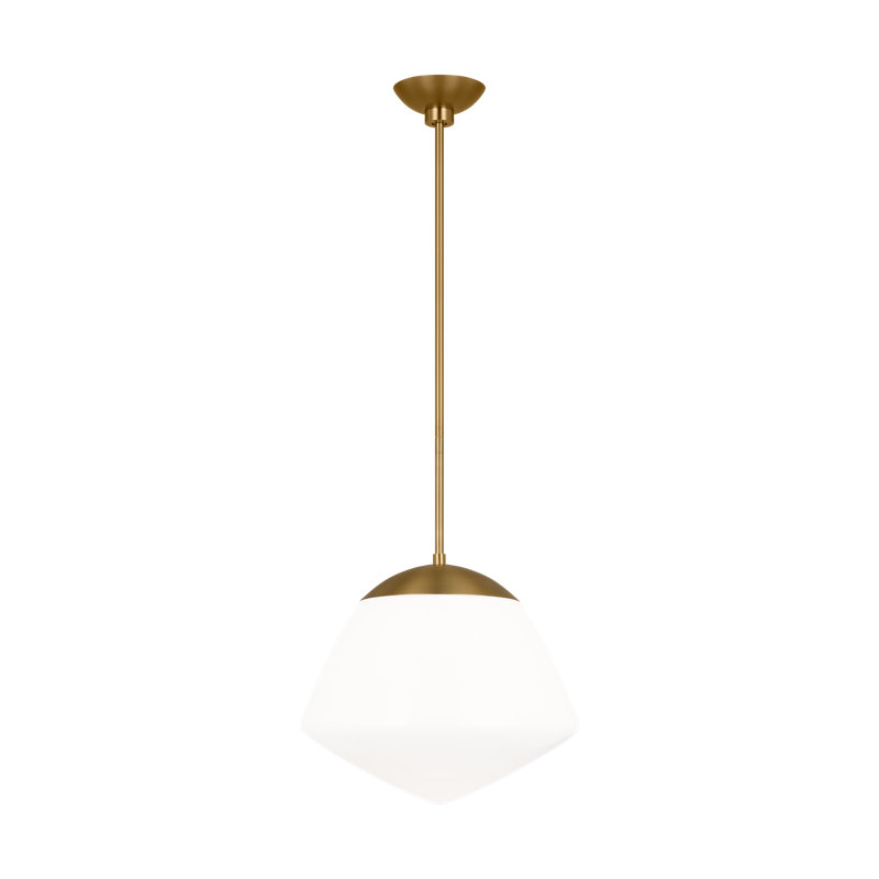Milne 1 - Light Schoolhouse Pendant, Burnished Brass, 9.25" H x 10" W x 10" D
