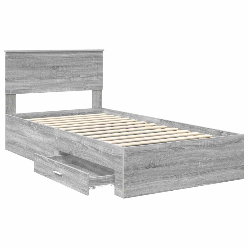 Bed Frame, 100 x 200cm, Grey Sonoma