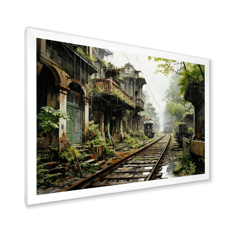 Voie ferrée vietnamienne verte I, H 34 po x l 44 po x P 1,5 po, Cadre photo blanc