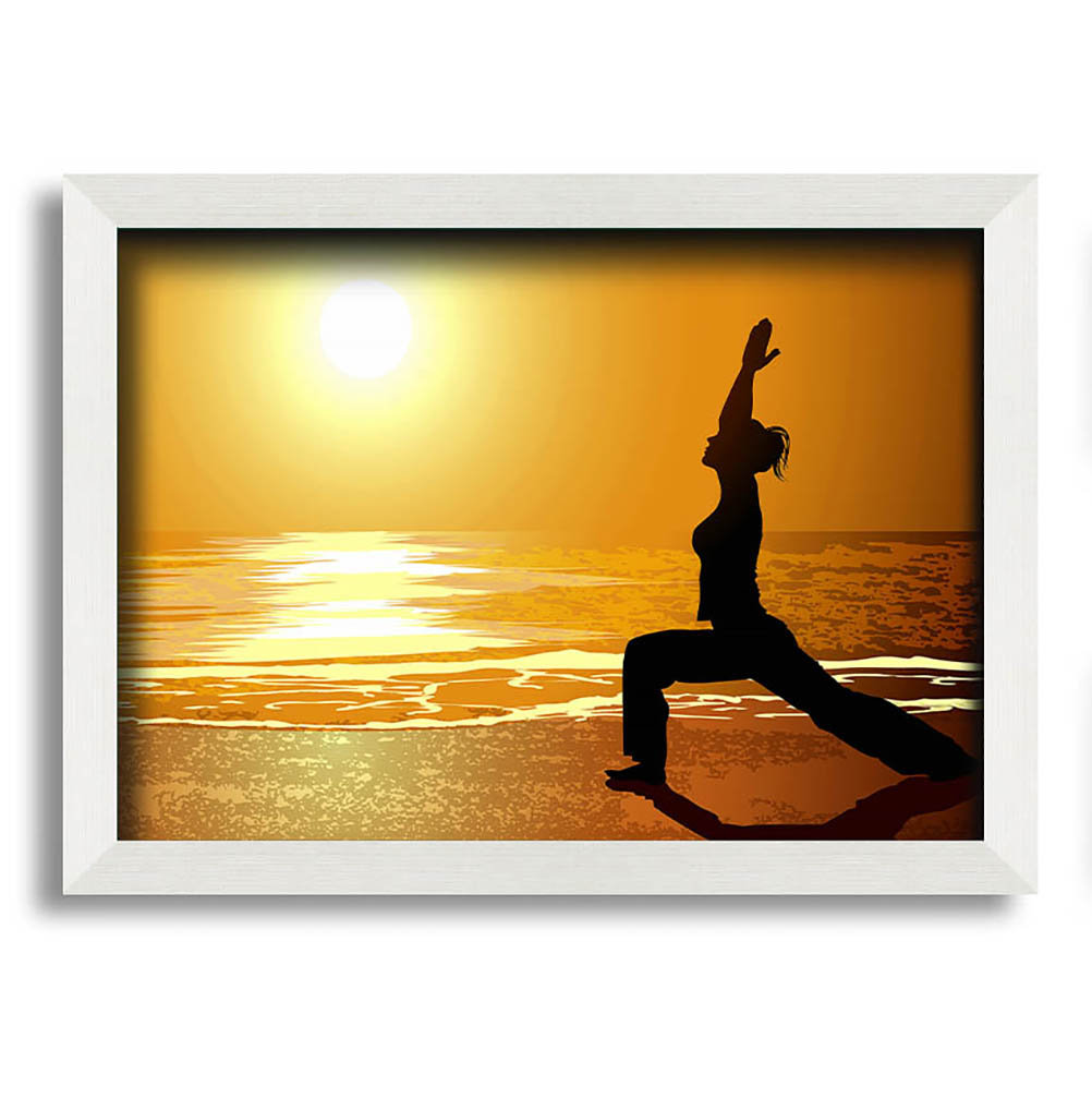 Gerahmtes Leinwandbild Yoga Sunset