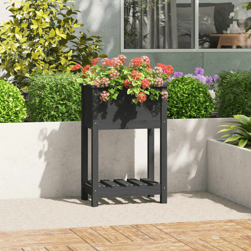 Aalap Wood Raised Garden Bed, 81cm H x 54cm W x 34.5cm D, Grey