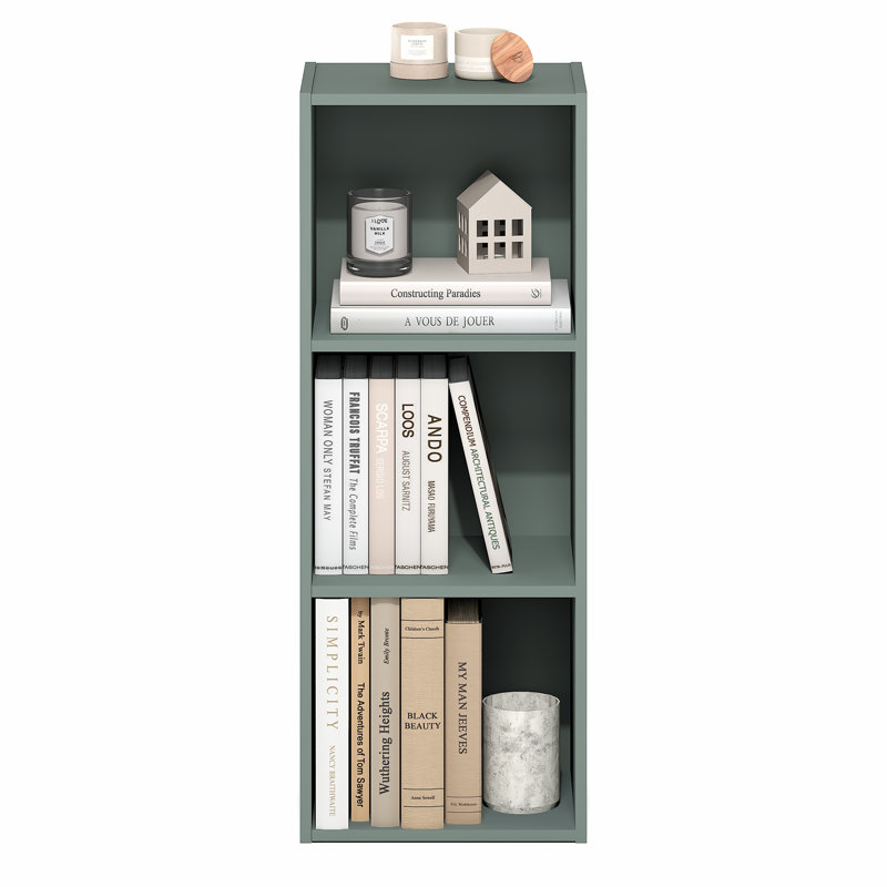 Bessan Standard Bookcase, (3 Shelves) 32" H x 12" W x 10" D, Green