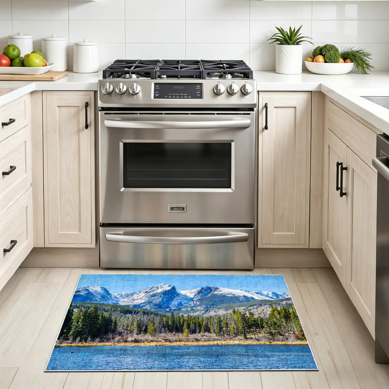 Magnifique tapis d'intérieur bleu Mountain Mountains, Rectangle 32" x 47"