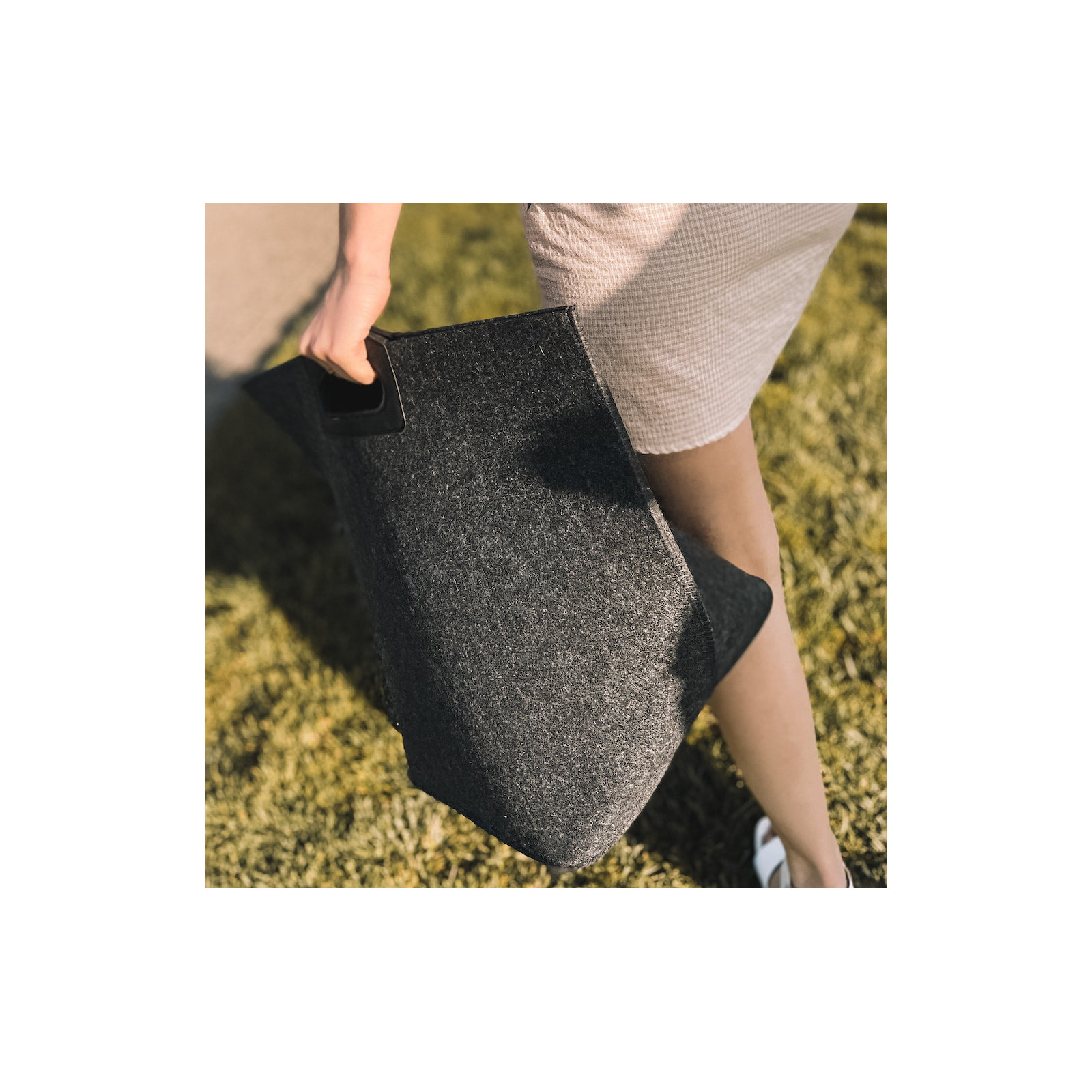Handle Felt Storage Bin, Black