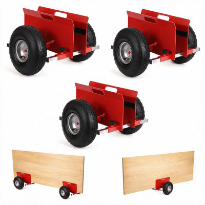 Chariot à panneaux réglable d'une capacité de 272 kg (600 lb) - Chariot roulant robuste avec pneus tout-terrain de 25 cm (10 po) pour plaques de plâtre, panneaux et dalles - Chariot utilitaire à pousser, rouge