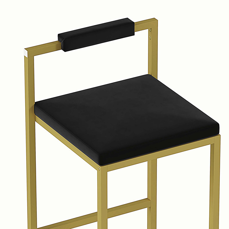 Tabourets de bar rembourrés en velours (dorés et noirs, ensemble de 2), Doré, Noir