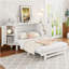 Lit escamotable double avec rangement caché et motif tissé moderne, blanc-127222829