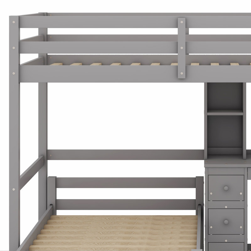 Lit mezzanine avec lit autonome, Gris