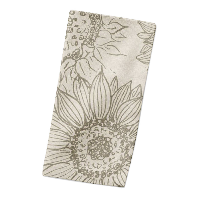 Ashraf Cotton Floral Rectangle Napkin, Gray