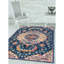 Tapis bleu à motif médaillon-26647300